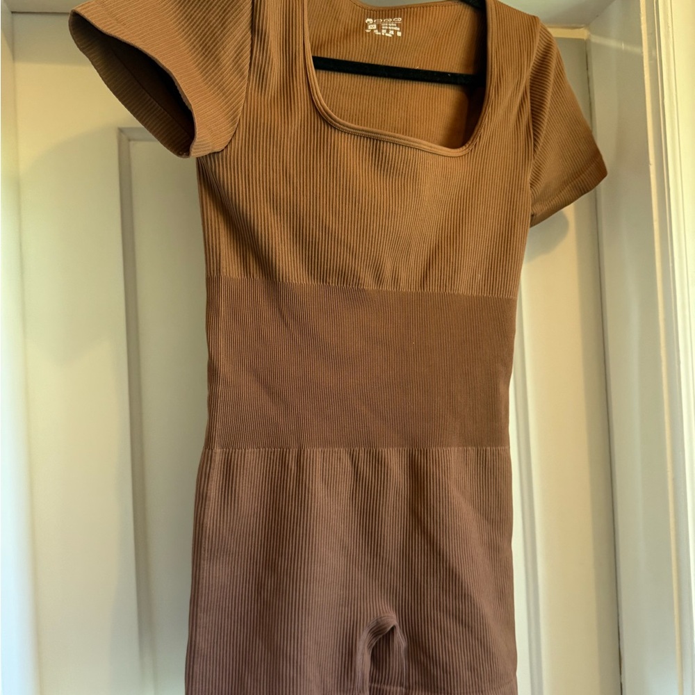 Brown Ribbed Jumpsuit